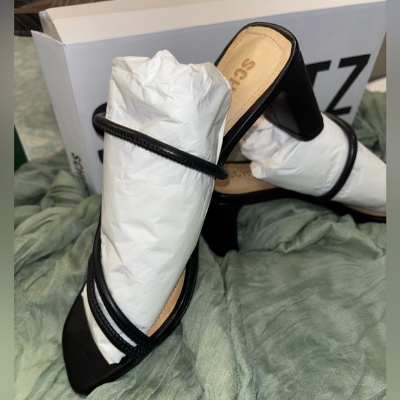 Schutz Black Strappy Square Toe Heeled Sandals • Black Heels • NEW • Dust Bag - Picture 7 of 14